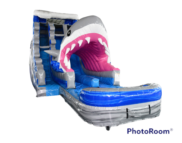 19’ Dual Lane Shark Waterslide w/extended slide lanes