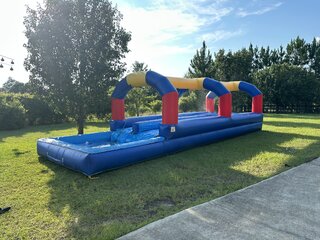 32ft Dual lane slip and slide with pool