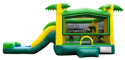 Tropical Combo Water Slide & Bounce House (Wet)