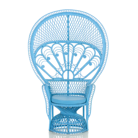 Giant Blue Peacock Wicker Chair