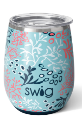 Coral Me Crazy Swig Stemless Wine Cup 14oz 