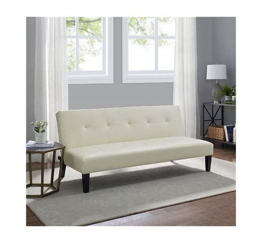 Ivory Faux Leather Futon  