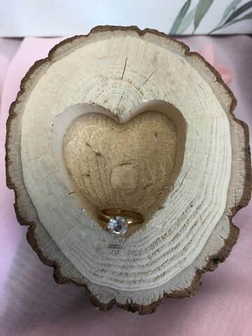 Ring Bearer Round Wood with Heart Cut Out for the Ring