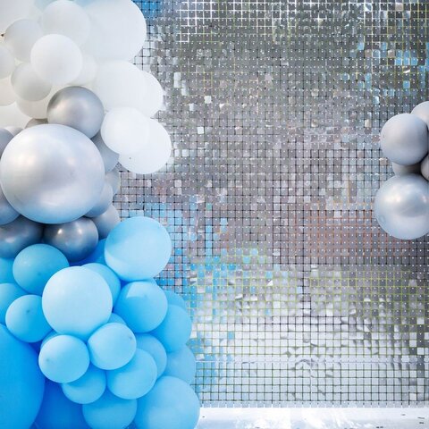 Silver Square Sequin Wall Backdrop Panels, Shimmer Backdrop