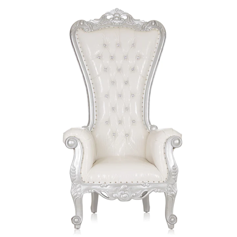 White Crocodile Skin with Silver Trim Tiffany Queen Throne Chair 