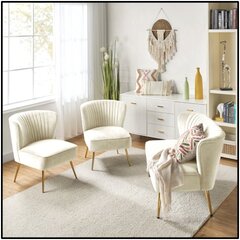 3 Piece Beige Velvet Living Room Set