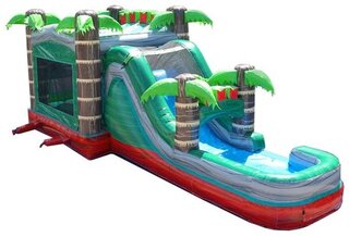 Mega Tropical Red Marble Water Slide Bounce House - Delivery/Pickup Included 