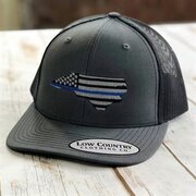 Low Country NC Flag Blue Line Theme Hat, Charcoal/Black