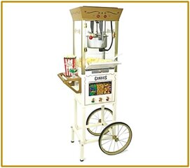 White and Gold Popcorn Maker with 3 Candy Dispensers 