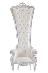 Tiffany Queen High Back White with Silver Trim Throne Chair
