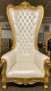 JUMBO Tiffany White & Gold Throne Chair
