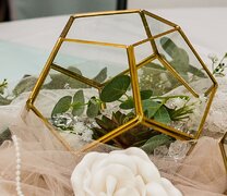 Octagon Glass with Gold Trim Terrarium  (Large)