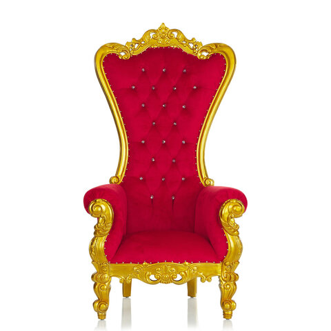 Queen Tiffany Velvet Red with Gold Trim Throne Chair