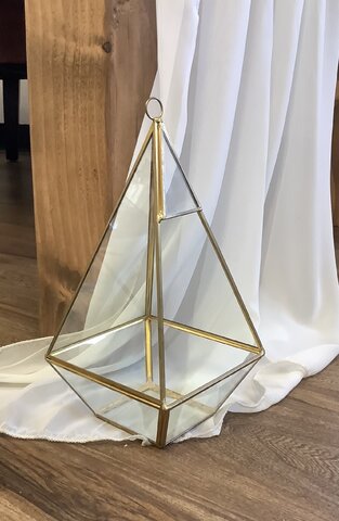 Terrarium 9.5 Inch Gold and Glass Prism