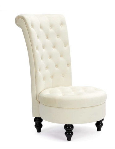 Chair White Tufted Fabric 45 Inches Tall