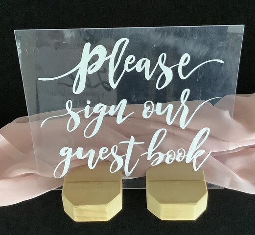 Please Sign Our Guest Book Clear Acrylic 11 x 11 Inch 