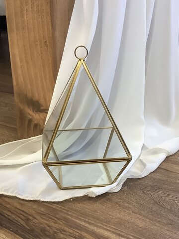Terrarium 7.5 Inch Gold and Glass Prism