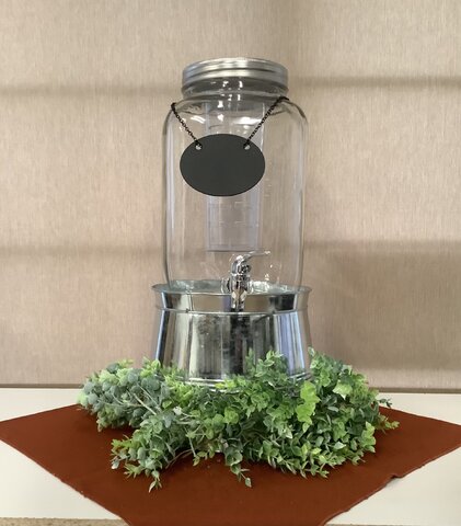 Beverage Dispenser Round Glass Mason with Bucket Stand 2 Gallon