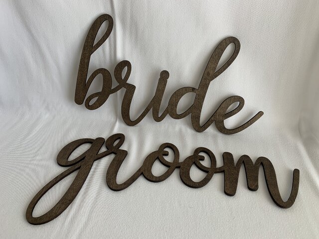 Bride/Groom Dark wood 16 x 6 Inch