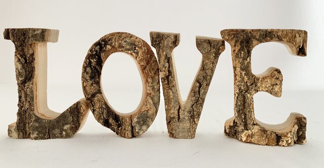 Love 4 Inch Wood & Bark Letters