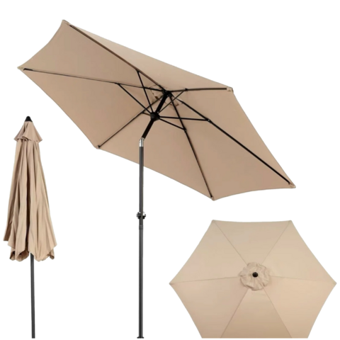 Tan Tilting 9 Foot Market Umbrella