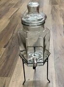 Beverage Dispenser Hexagon Glass Mason with Stand 1 Gallon
