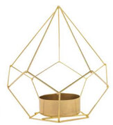 Gold Geometric Candle Holder 4 1/4 Inch