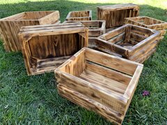 Crates - Burnt Wood Set of 7