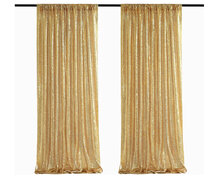 Backdrop Curtain Gold Sequin 7.5 x 13 Feet