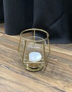 Votive Gold Wire Ring & Glass 4 Inch