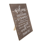 Welcome To Our Unplugged Ceremony Dark wood 16 x 12 Inch