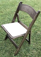 Chair Dark Wood Grain Resin Padded