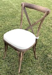 Chair Dark Wood Grain, Resin Crossback with Ivory Cushion