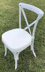 Chair White Washed Wood Grain, Resin Crossback with white cushion