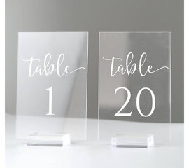 Table Numbers Acrylic Top and Base #1-20