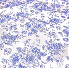 Royal Blue French Toile 120 Inch Round Table Linen