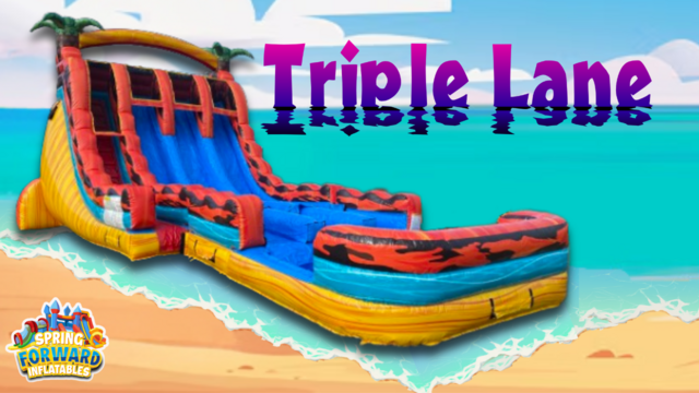 21FT Triple Lane Hybrid Water Slide