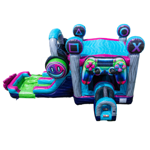 Video Gamer Bounce House and Dual Slide Combo