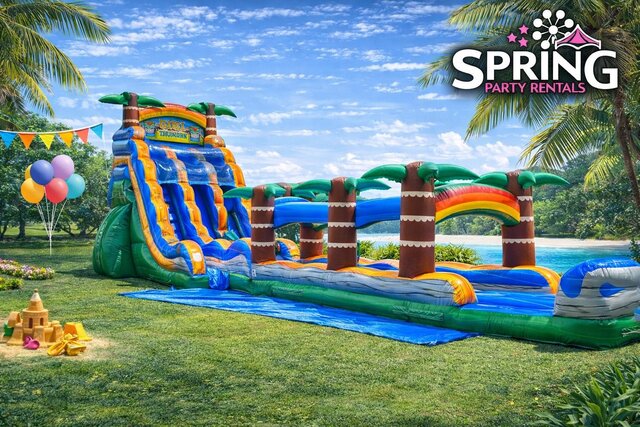 Dual Lane Tropical Rush Water Slide