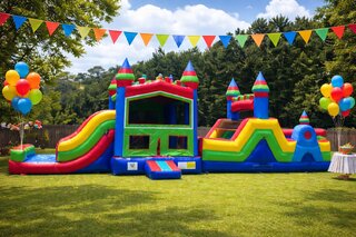 50 Ft Enchanted Castle Dual Lane Wet Obstacle Course
