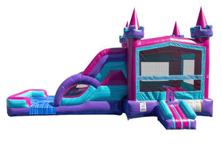 Pink Bounce House with Dual Lane Slide
