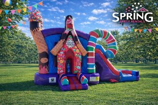 Candyland Bounce House with Wet Dual Lane Slide