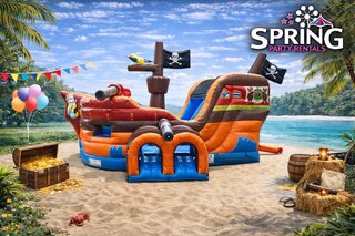 Pirate Ship Bounce House with Slide