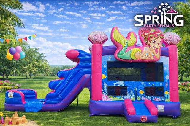 Mermaid Bounce House with Wet Dual Slide