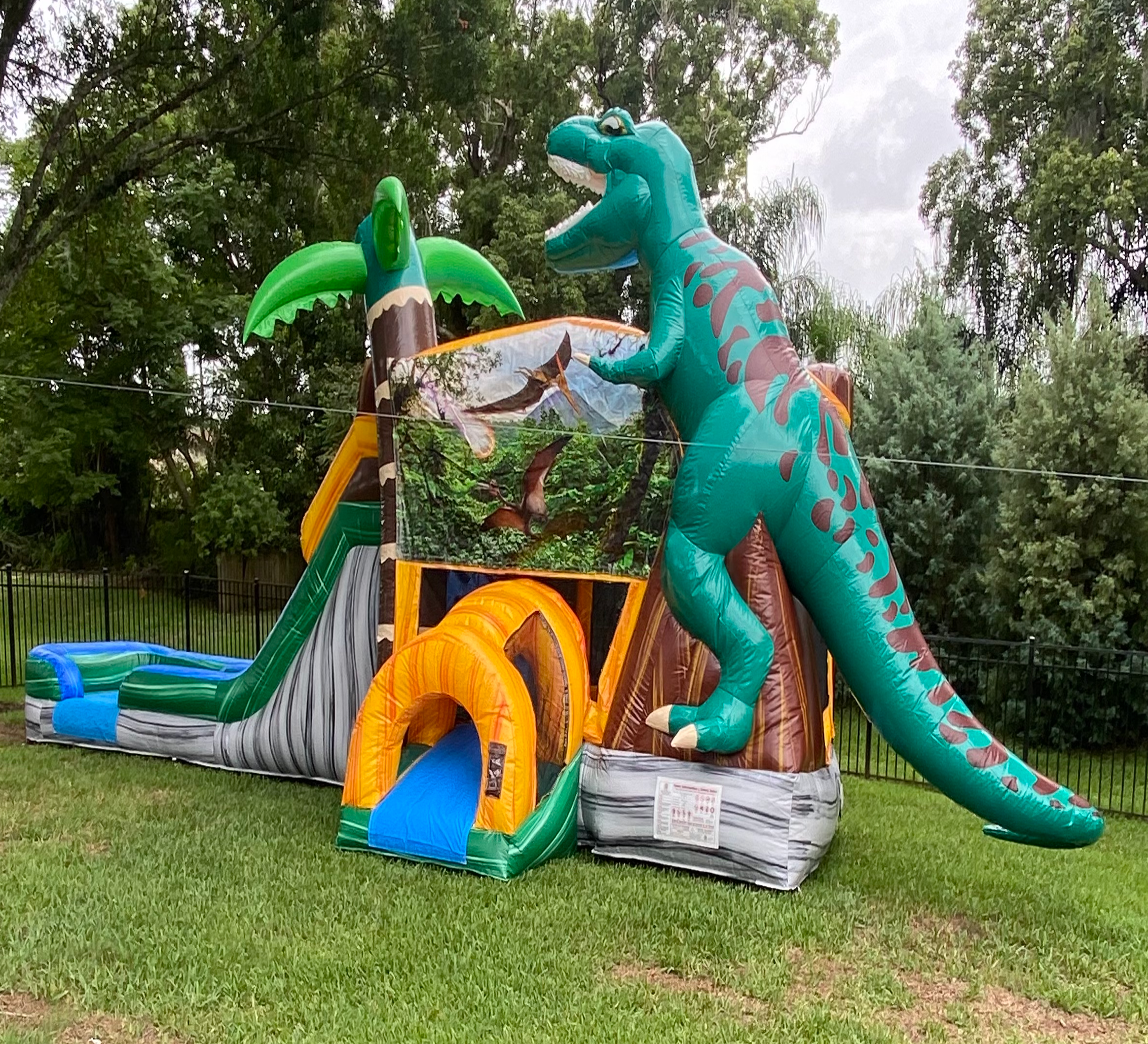 DINO 7-IN-1 DUAL LANE SLIDE - Birthday Party Rental Service in