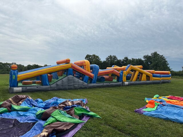 70 foot Mega Run inflatable obstacle course at a Lee's Summit church event