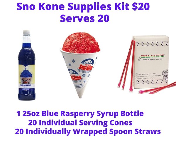 Blue Rasperry Sno Kone Supplies Package