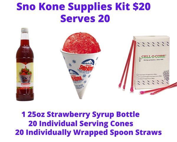 Strawberry Sno Kone Supplies Package
