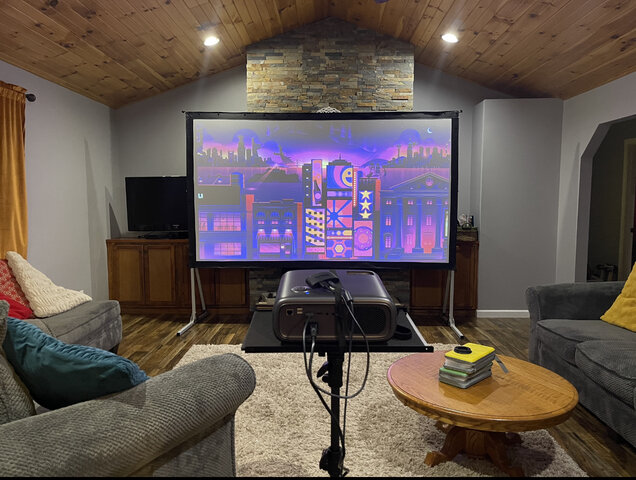 MOVIE SCREEN WITH PROJECTOR