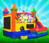 DRY HAPPY BIRTHDAY Primary Colors Combo Bounce House 